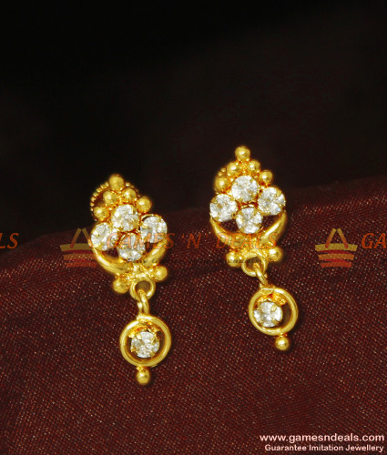 Small gold online earrings with stone